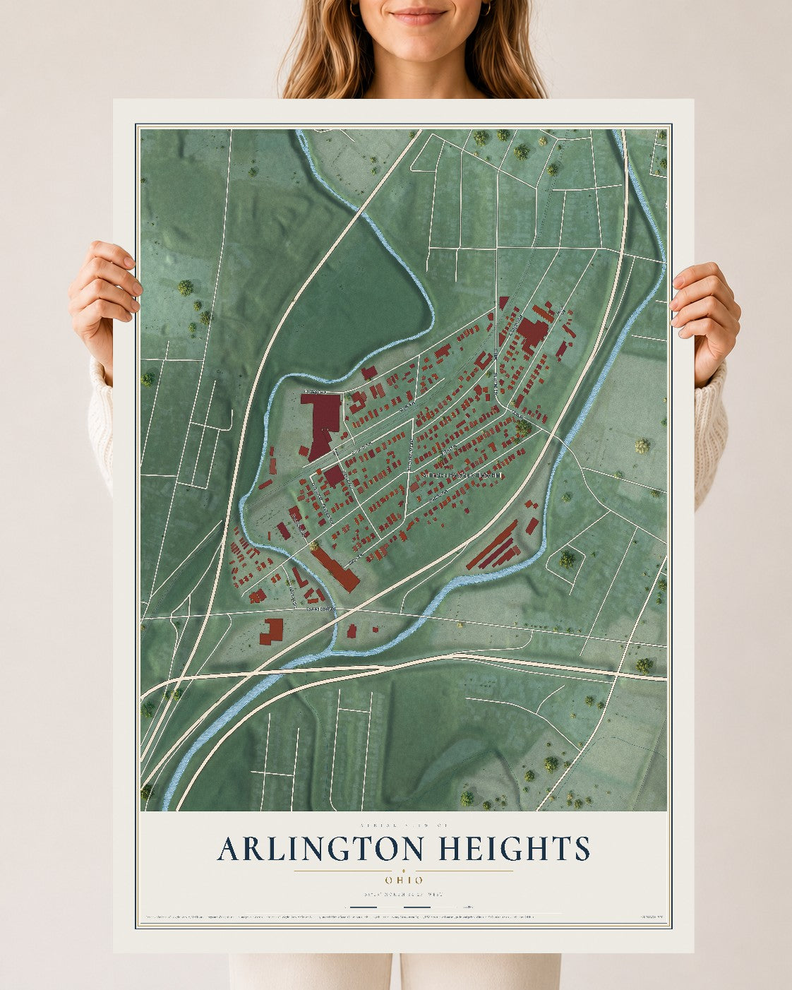 Map of Arlington Heights, Ohio, 24 x 36 inch unframed archival matte print