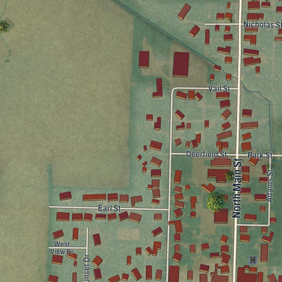 Second close-up of the map of Arlington, Ohio print showing more streets and buildings