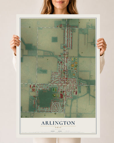 Map of Arlington, Ohio, 24 x 36 inch unframed archival matte print
