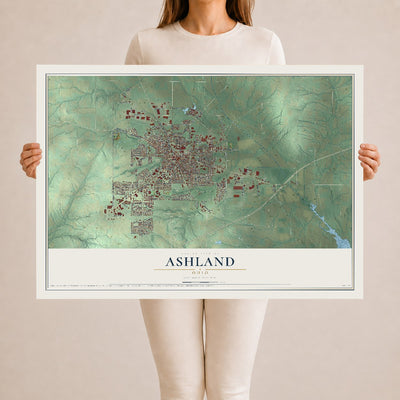 Map of Ashland, Ohio, 24 x 36 inch unframed archival matte print