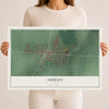 Map of Ashley, Ohio, 12 x 18 inch unframed archival matte print