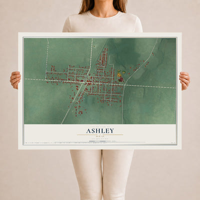 Map of Ashley, Ohio, 24 x 36 inch unframed archival matte print