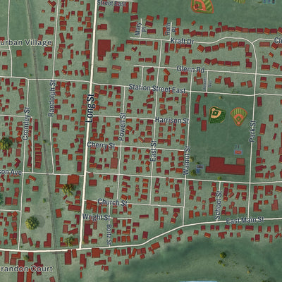 Close-up of the map of Ashville, Ohio print showing street and building detail