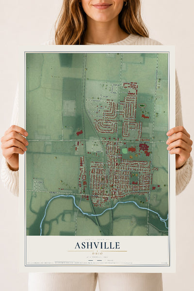 Map of Ashville, Ohio, 18 x 24 inch unframed archival matte print