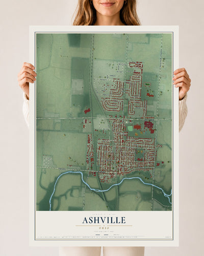 Map of Ashville, Ohio, 24 x 36 inch unframed archival matte print