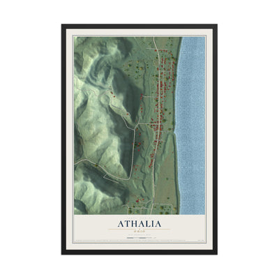 Map of Athalia, Ohio, 12 x 18 inch print in a black wood frame