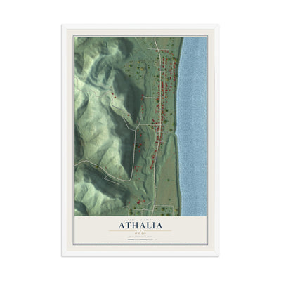 Map of Athalia, Ohio, 12 x 18 inch print in a white wood frame
