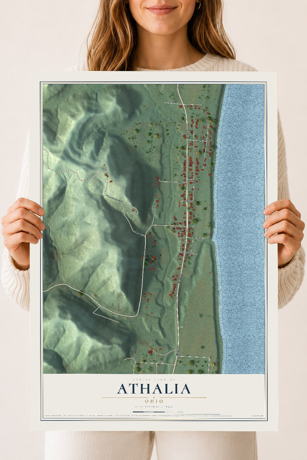 Map of Athalia, Ohio, 18 x 24 inch unframed archival matte print