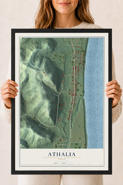 Map of Athalia, Ohio, 18 x 24 inch print in a black wood frame