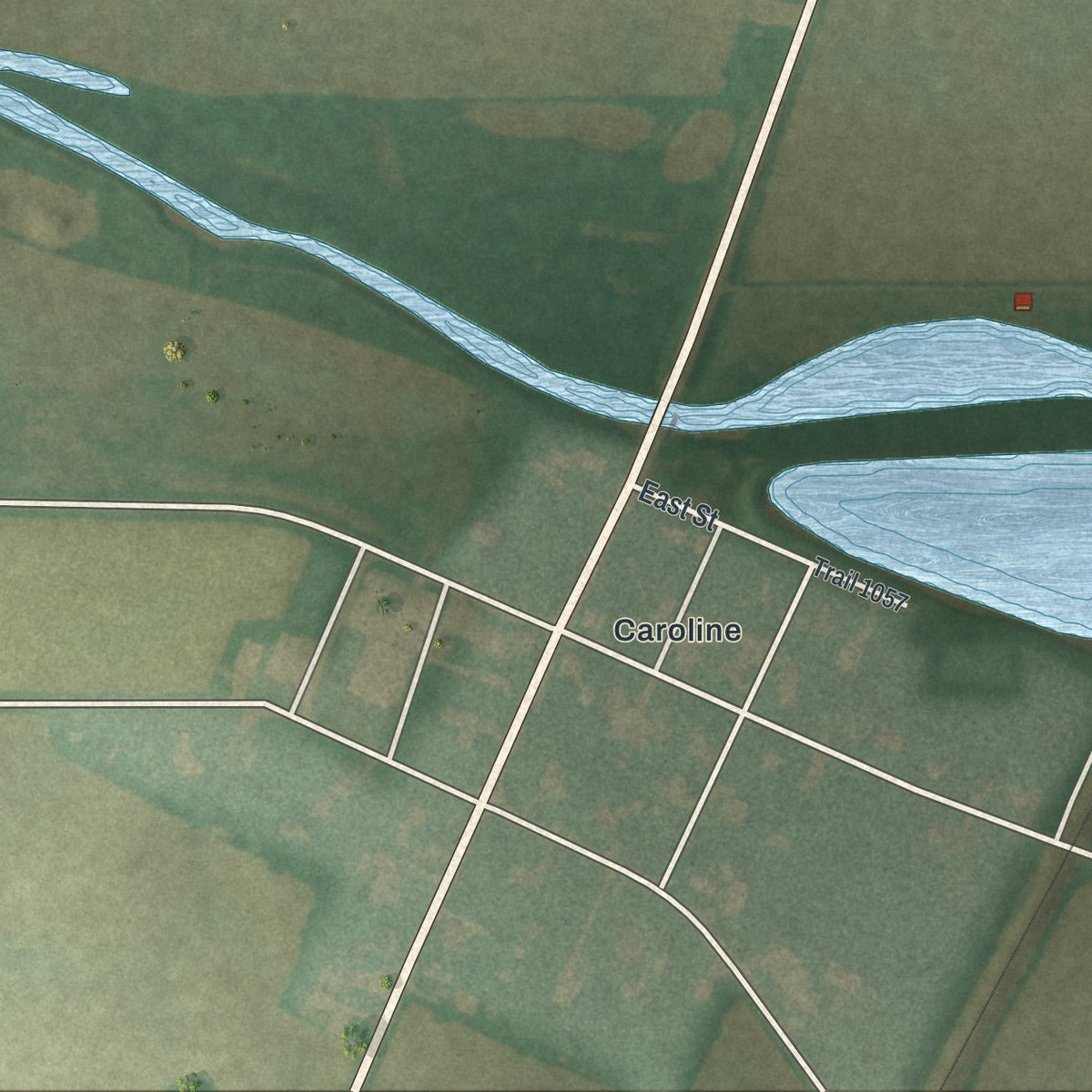 Second close-up of the map of Attica, Ohio print showing more streets and buildings