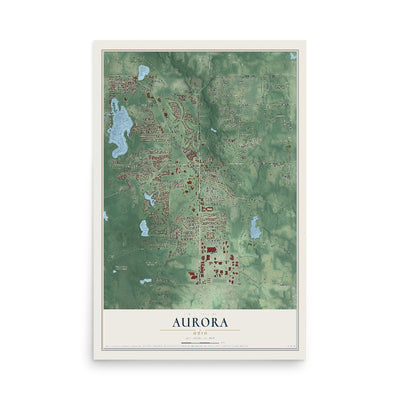 Map of Aurora, Ohio, 12 x 18 inch unframed archival matte print