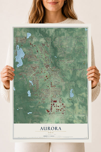 Map of Aurora, Ohio, 18 x 24 inch unframed archival matte print