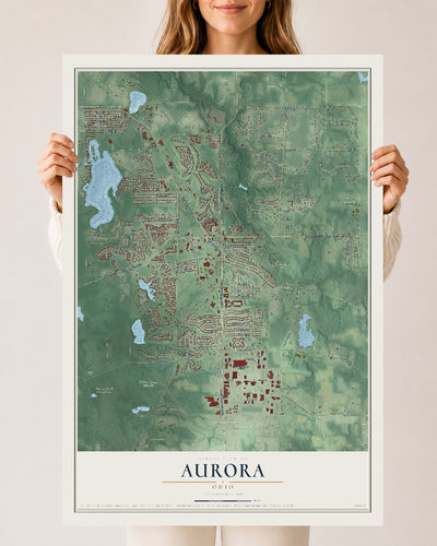 Map of Aurora, Ohio, 24 x 36 inch unframed archival matte print