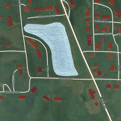 Close-up of the map of Bailey Lakes, Ohio print showing street and building detail
