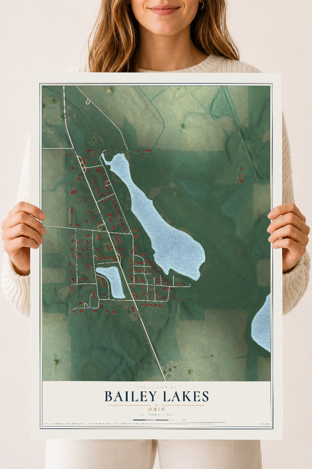 Map of Bailey Lakes, Ohio, 18 x 24 inch unframed archival matte print