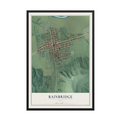 Map of Bainbridge, Ohio, 12 x 18 inch print in a black wood frame