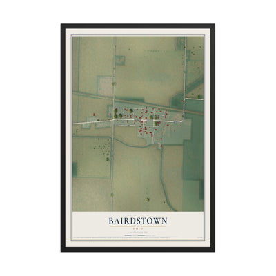 Map of Bairdstown, Ohio, 12 x 18 inch print in a black wood frame