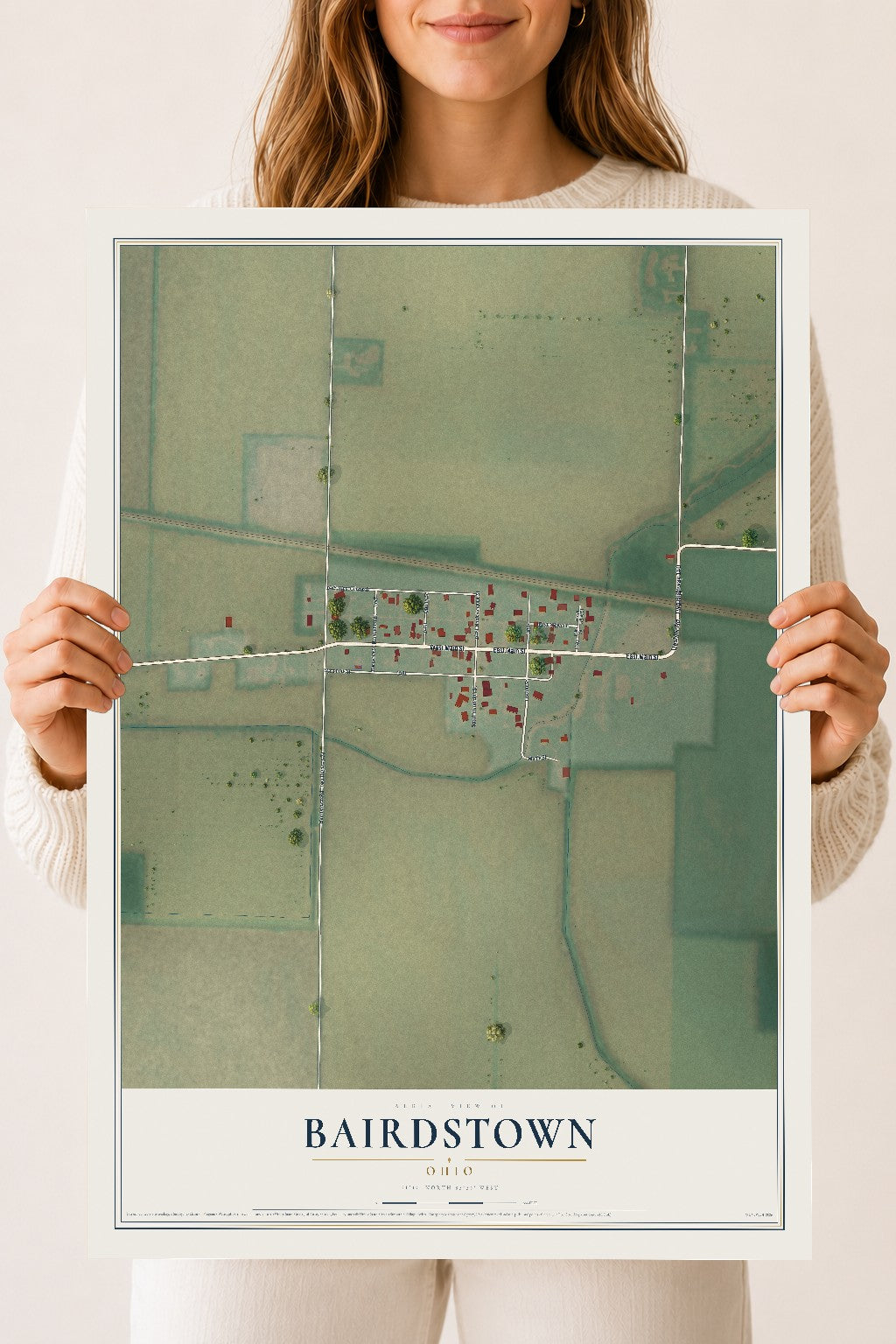 Map of Bairdstown, Ohio, 18 x 24 inch unframed archival matte print