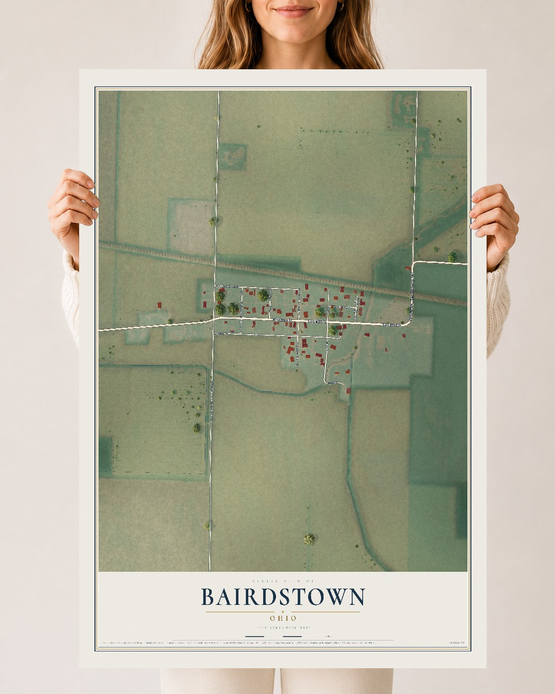 Map of Bairdstown, Ohio, 24 x 36 inch unframed archival matte print