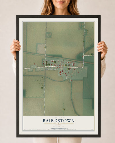 Map of Bairdstown, Ohio, 24 x 36 inch print in a black wood frame
