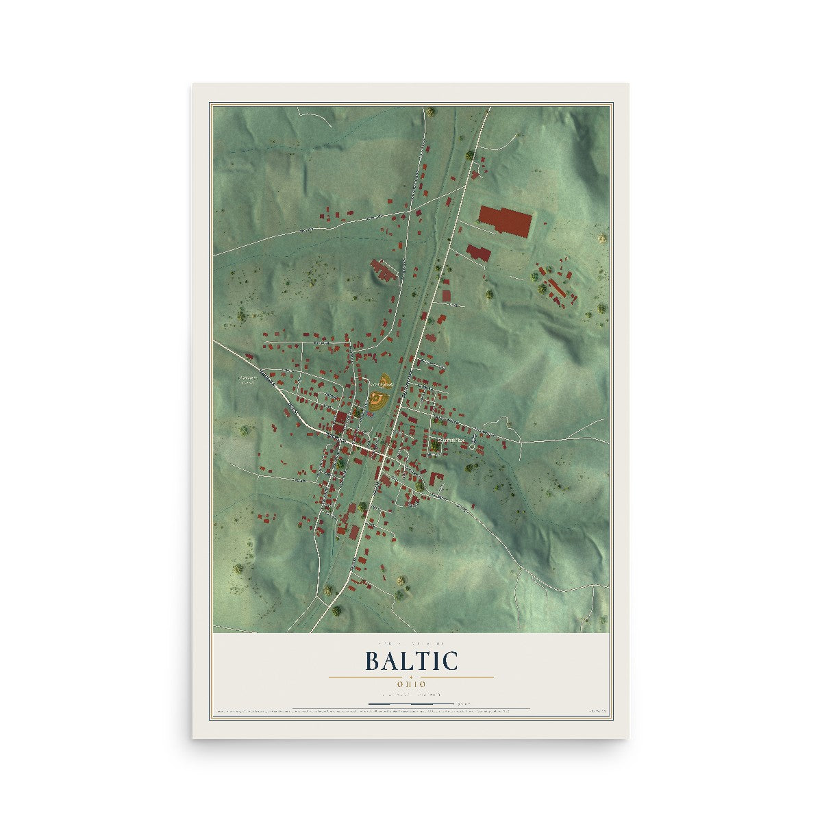 Map of Baltic, Ohio, 12 x 18 inch unframed archival matte print