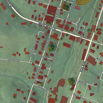 Close-up of the map of Baltic, Ohio print showing street and building detail
