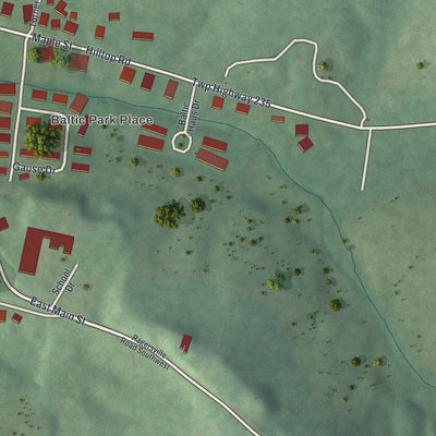 Second close-up of the map of Baltic, Ohio print showing more streets and buildings