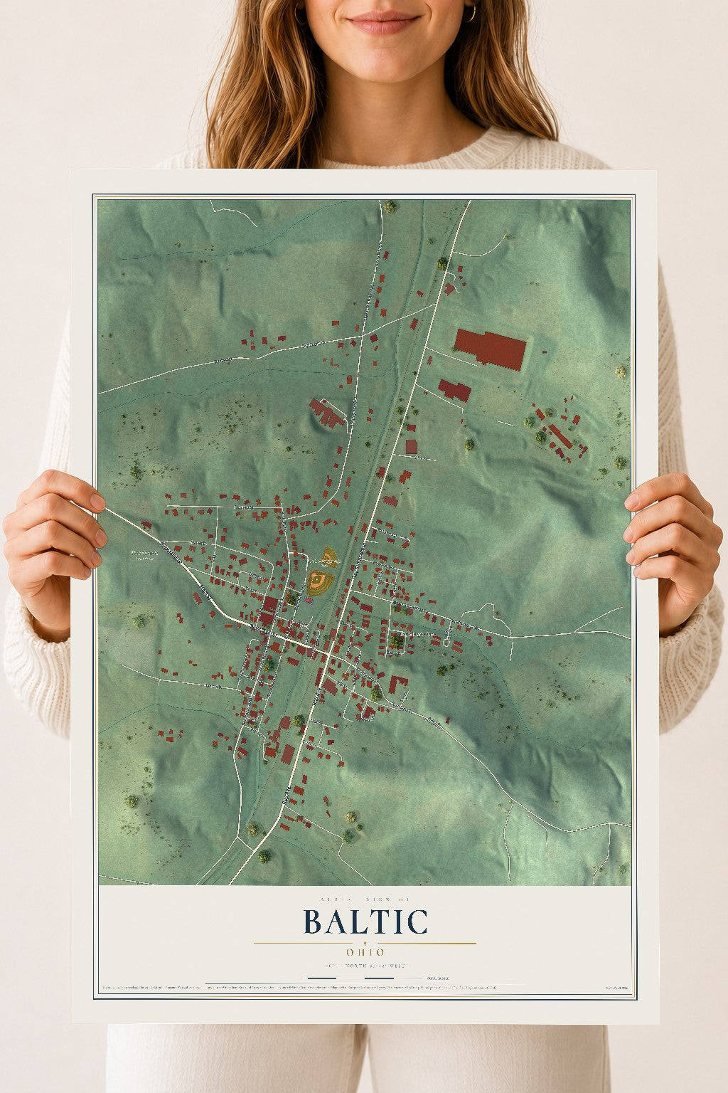 Map of Baltic, Ohio, 18 x 24 inch unframed archival matte print