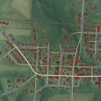 Second close-up of the map of Baltimore, Ohio print showing more streets and buildings