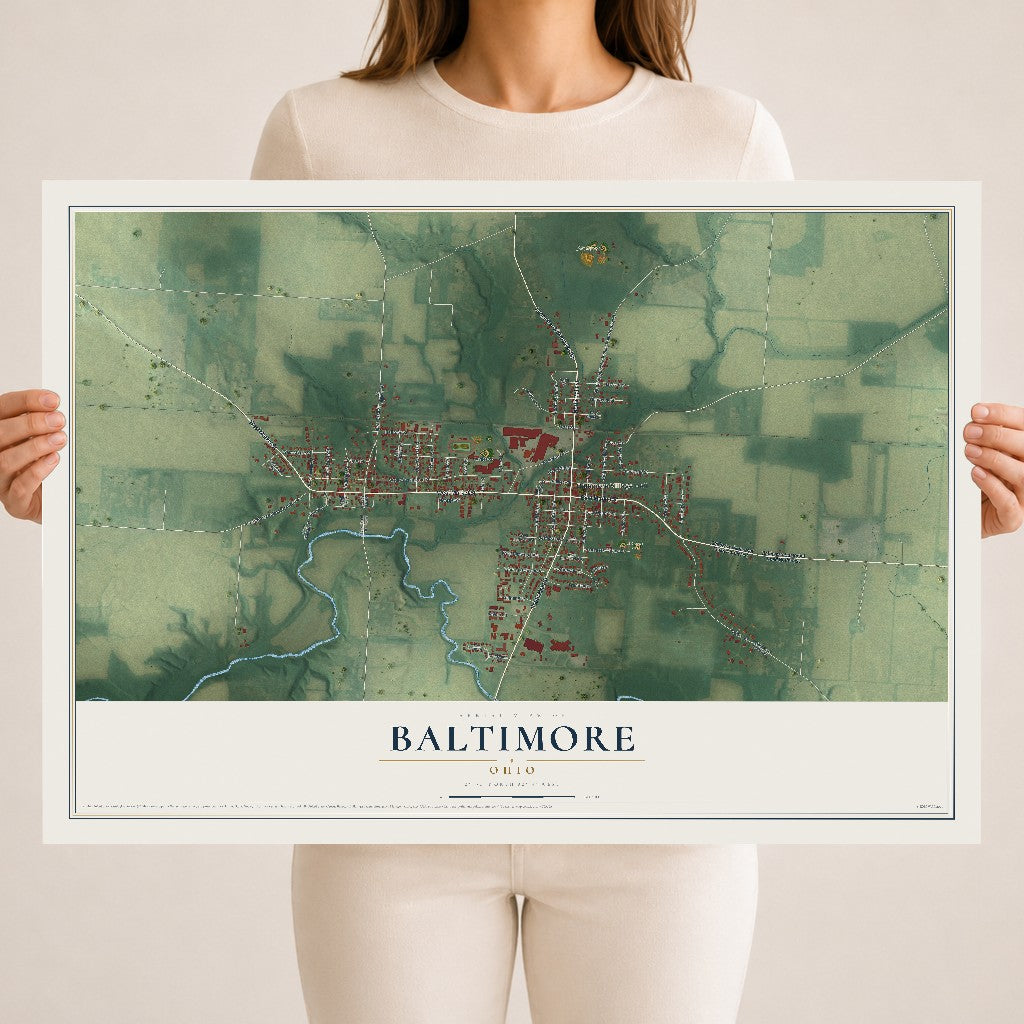 Map of Baltimore, Ohio, 18 x 24 inch unframed archival matte print