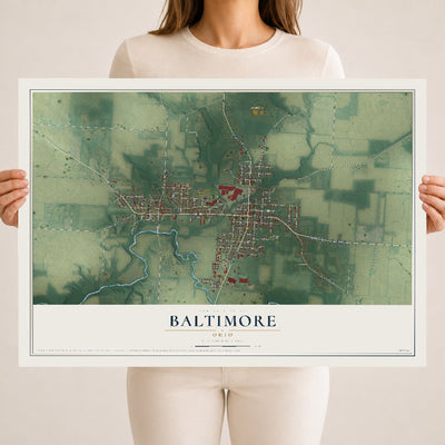 Map of Baltimore, Ohio, 18 x 24 inch unframed archival matte print
