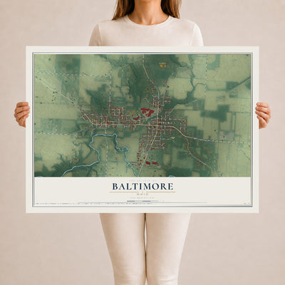 Map of Baltimore, Ohio, 24 x 36 inch unframed archival matte print