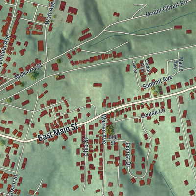 Second close-up of the map of Barnesville, Ohio print showing more streets and buildings