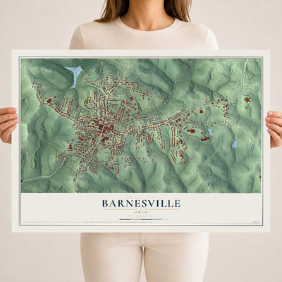 Map of Barnesville, Ohio, 18 x 24 inch unframed archival matte print