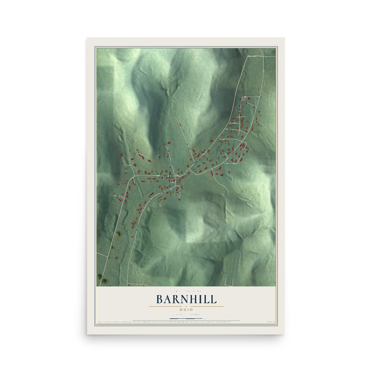 Map of Barnhill, Ohio, 12 x 18 inch unframed archival matte print