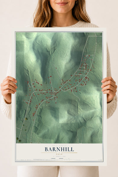 Map of Barnhill, Ohio, 18 x 24 inch unframed archival matte print