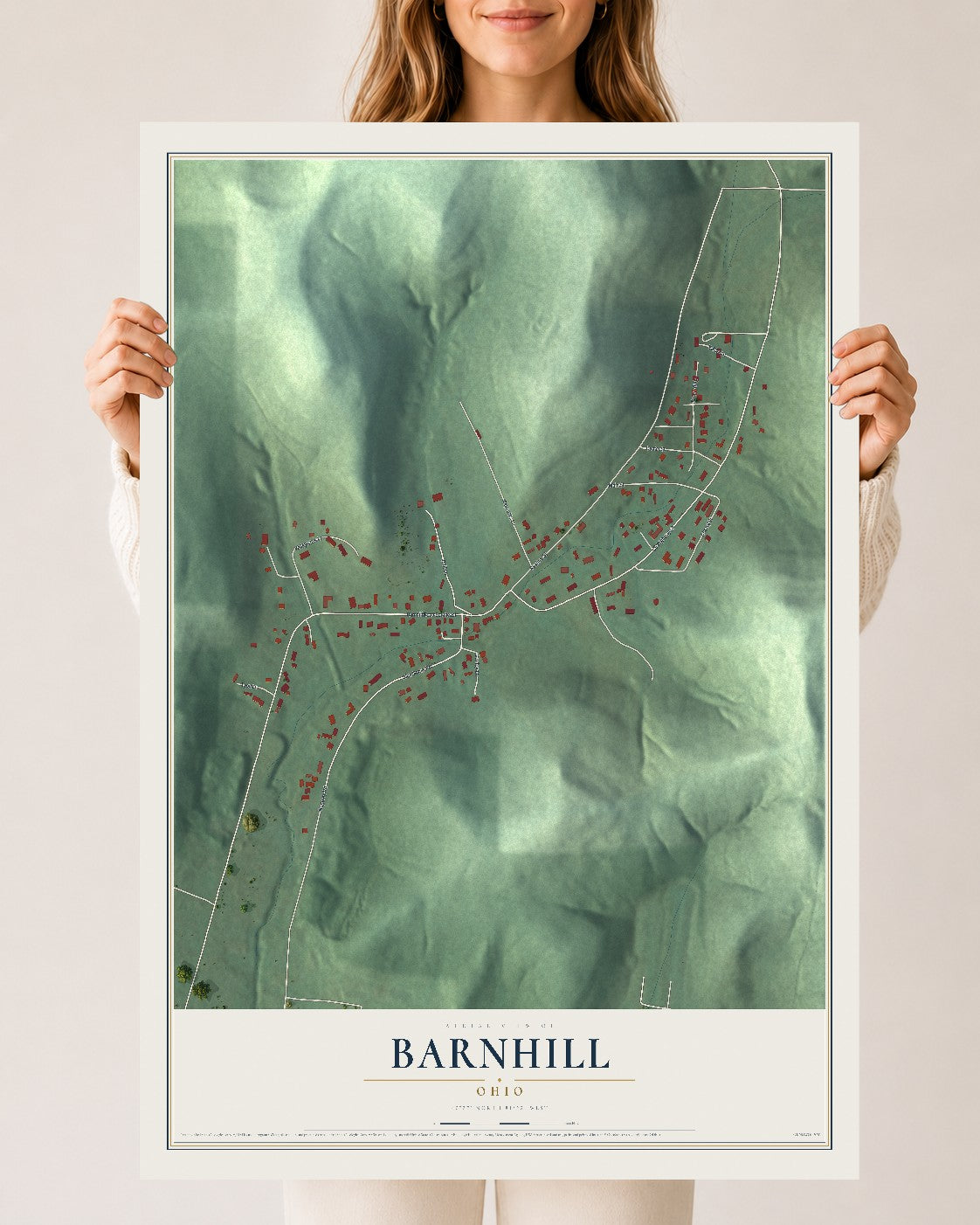 Map of Barnhill, Ohio, 24 x 36 inch unframed archival matte print