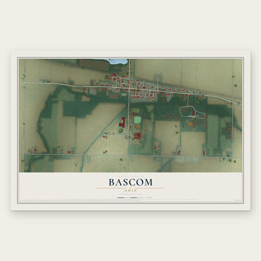 Bascom, Ohio map print, the full design