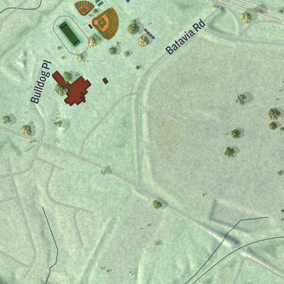 Second close-up of the map of Batavia, Ohio print showing more streets and buildings