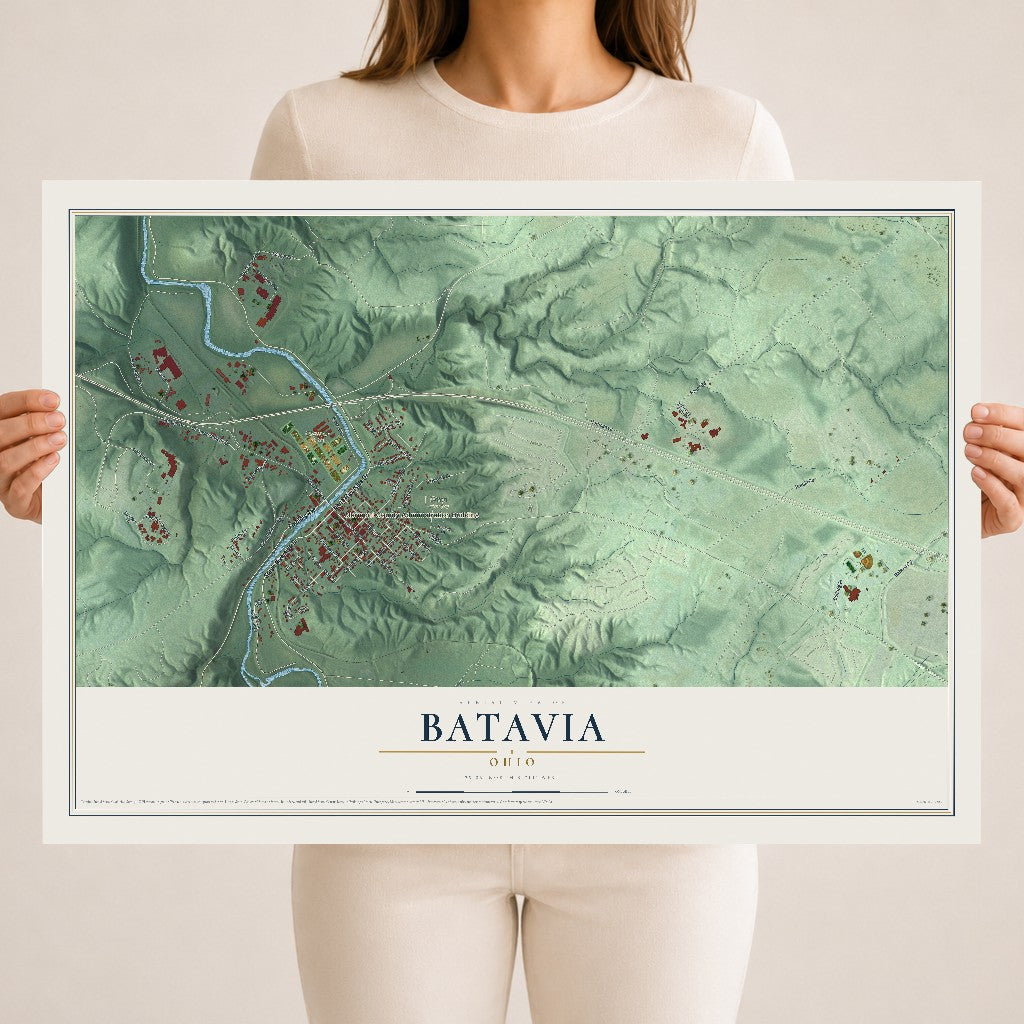 Map of Batavia, Ohio, 18 x 24 inch unframed archival matte print