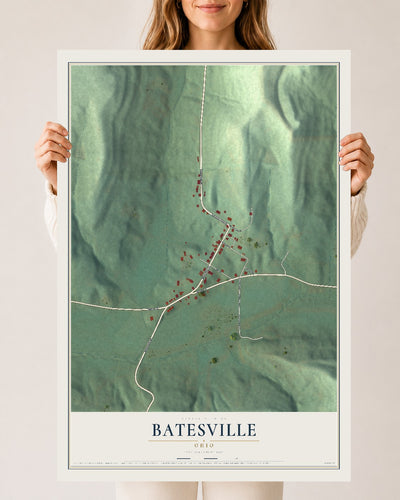 Map of Batesville, Ohio, 24 x 36 inch unframed archival matte print