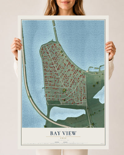 Map of Bay View, Ohio, 24 x 36 inch unframed archival matte print