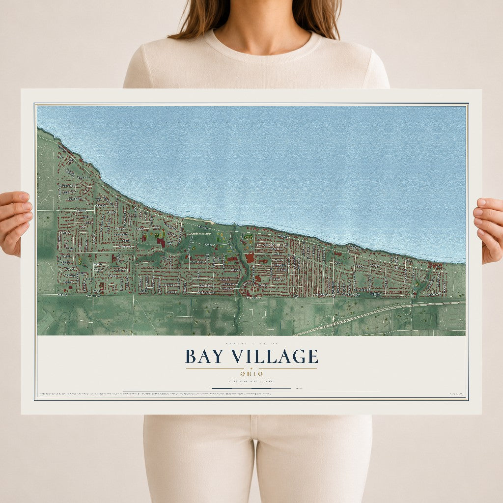 Map of Bay Village, Ohio, 18 x 24 inch unframed archival matte print