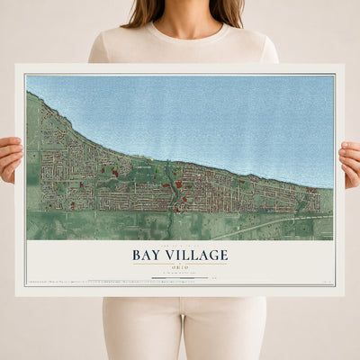 Map of Bay Village, Ohio, 18 x 24 inch unframed archival matte print