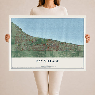 Map of Bay Village, Ohio, 24 x 36 inch unframed archival matte print
