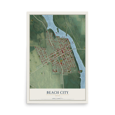 Map of Beach City, Ohio, 12 x 18 inch unframed archival matte print