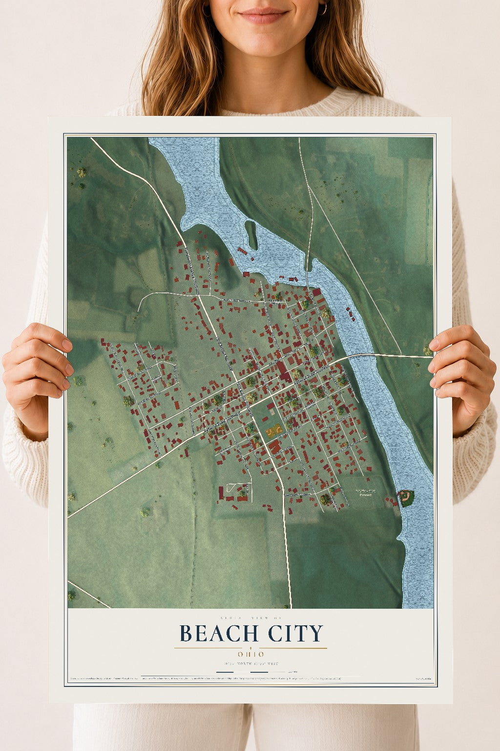 Map of Beach City, Ohio, 18 x 24 inch unframed archival matte print
