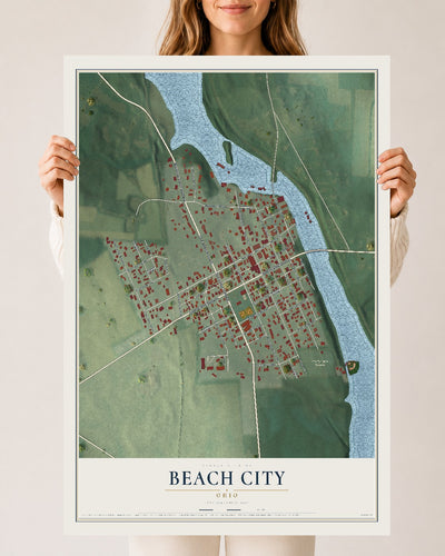Map of Beach City, Ohio, 24 x 36 inch unframed archival matte print