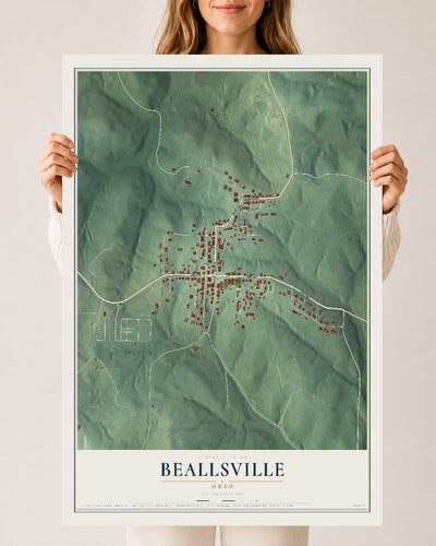 Map of Beallsville, Ohio, 24 x 36 inch unframed archival matte print