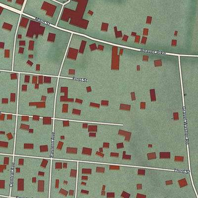 Close-up of the map of Beaver, Ohio print showing street and building detail
